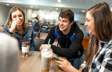 Students drinking coffee